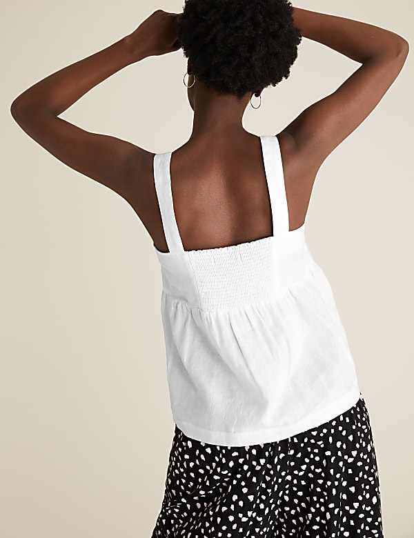 Pure Linen Button Detail Cami Top
