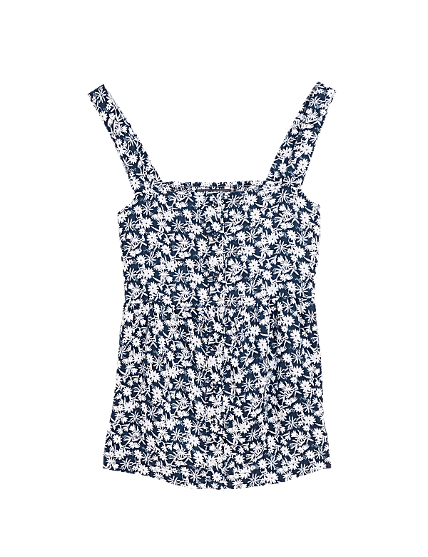Pure Linen Ditsy Floral Button Cami Top