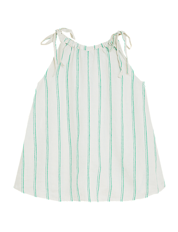 Pure Linen Striped Sleeveless Cami Top