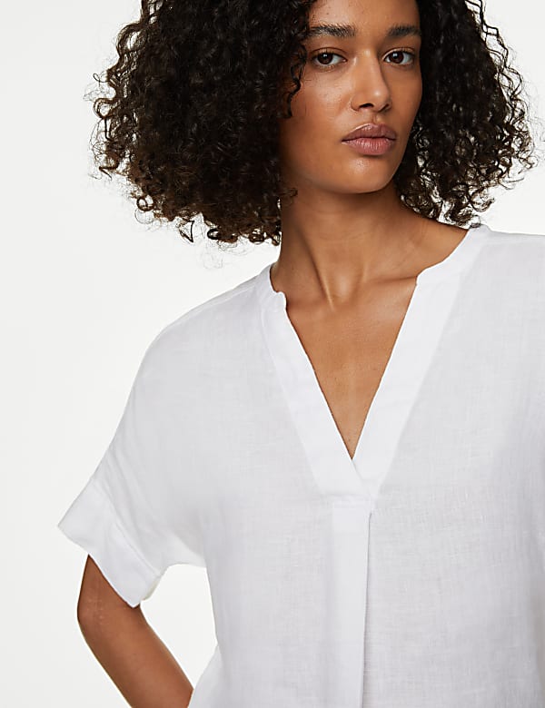 Blouse 100&nbsp;% lin &agrave; manches longues et boutons-pression - CH