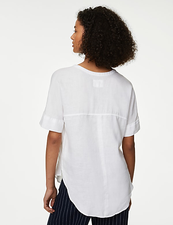 Blouse 100&nbsp;% lin &agrave; manches longues et boutons-pression - CH