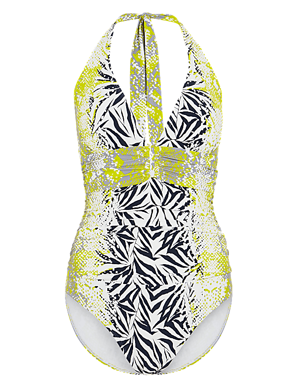 Animal Print U Bar Plunge Swimsuit