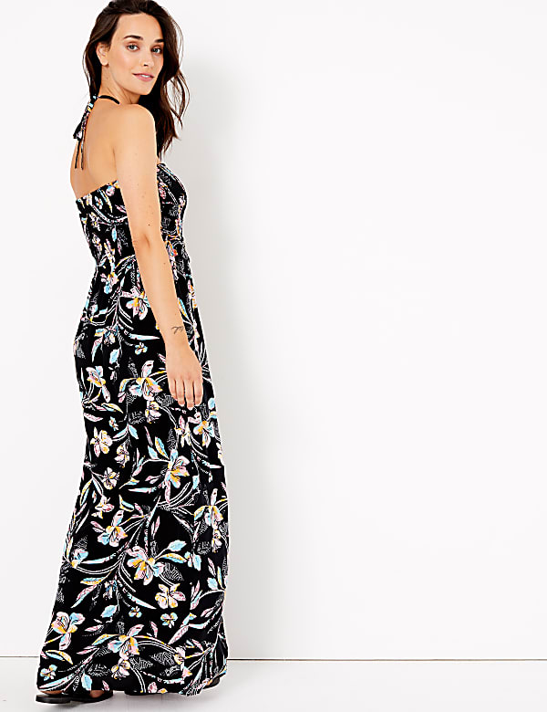 Floral Halter Neck Swing Beach Dress
