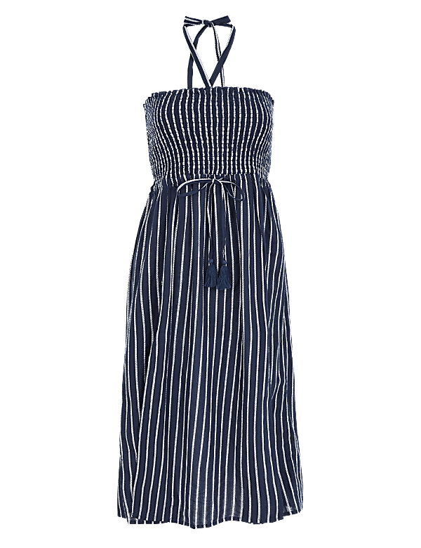 Pure Cotton Striped Midi Beach Dress