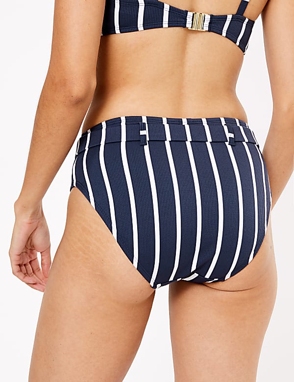 Tummy Control Striped High Waisted Bottoms