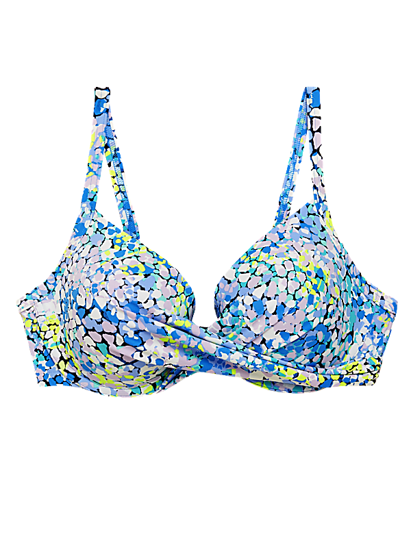Ombre Pebble wired Padded Plunge Bikini Top