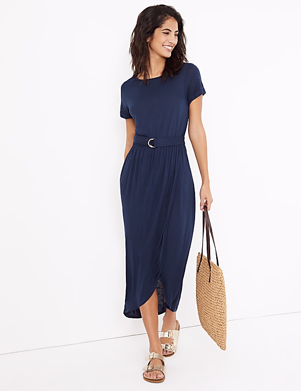 Jersey Belted Maxi Beach Dress