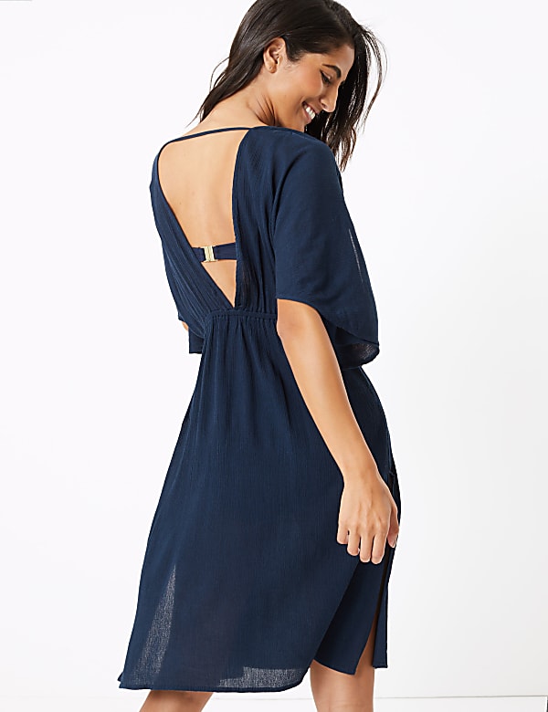 Cotton Rich Woven 3/4 Sleeve Kaftan