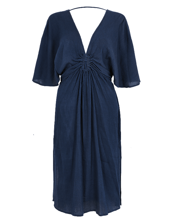 Cotton Rich Woven 3/4 Sleeve Kaftan