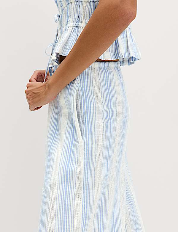 Pure Cotton Striped Beach Trousers - AT