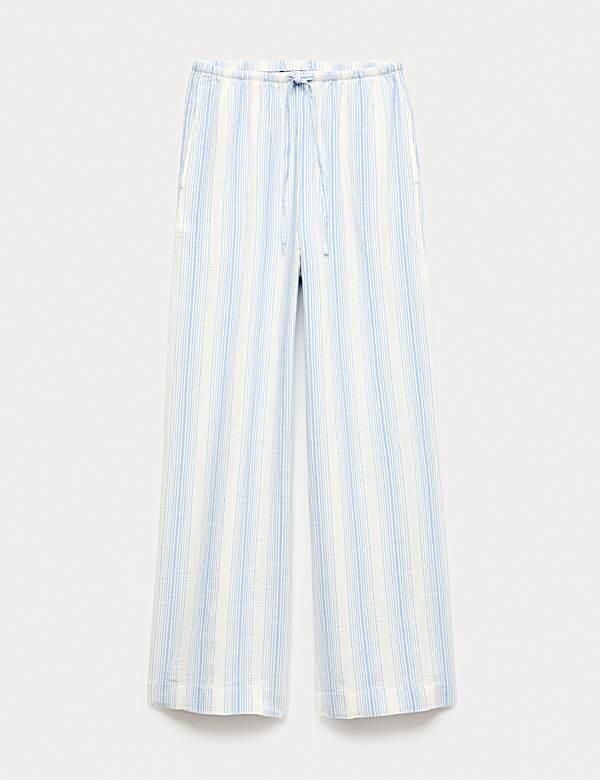 Pure Cotton Striped Beach Trousers - AT
