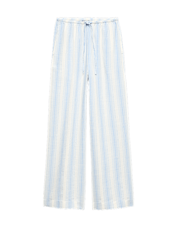 Pure Cotton Striped Beach Trousers