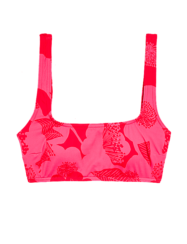 Floral Square Neck Bikini Top