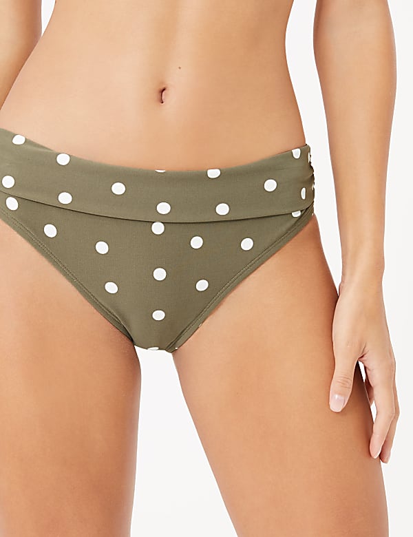 Spot Print Roll Top Bikini Bottoms