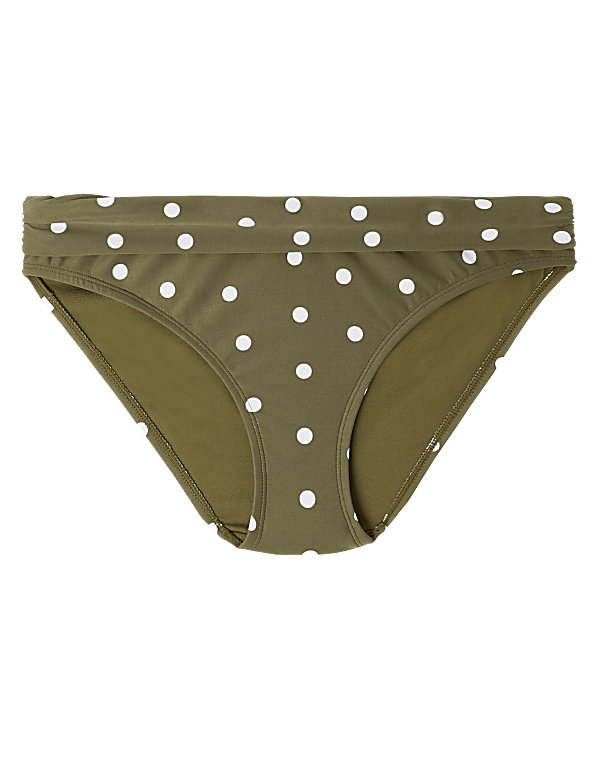 Spot Print Roll Top Bikini Bottoms