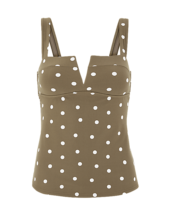 Spot Print V Wire Tankini Top