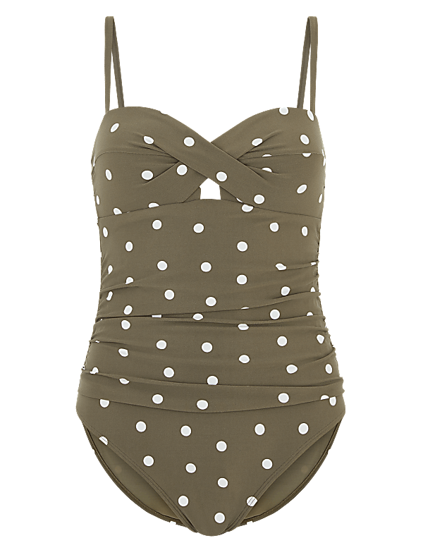 Tummy Control Wrap Front Bandeau Swimsuit