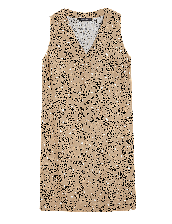 Linen Animal Print Knee Length Shift Dress