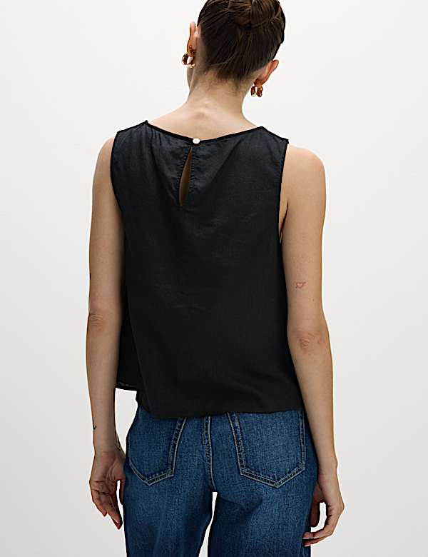Linen Rich Twist One Shoulder Top