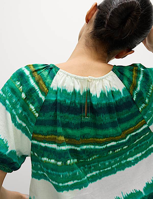 Linen Rich Printed Blouse