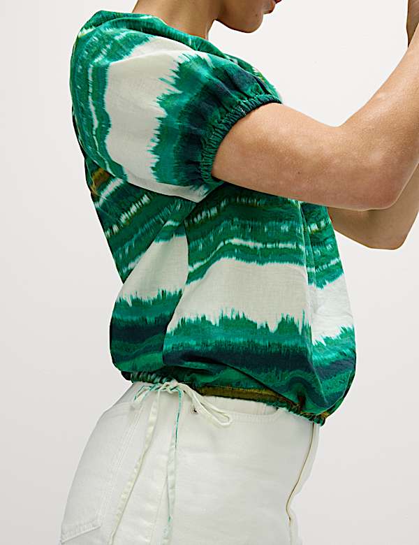 Linen Rich Printed Blouse