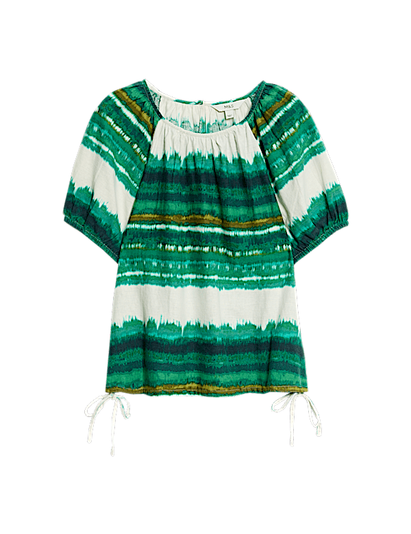 Linen Rich Printed Blouse