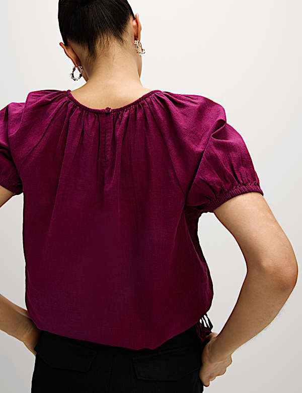 Linen Rich Drawstring T-Shirt