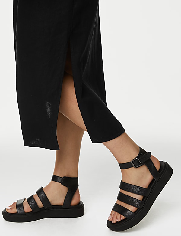 Linen Rich High Neck Midi Slip Dress