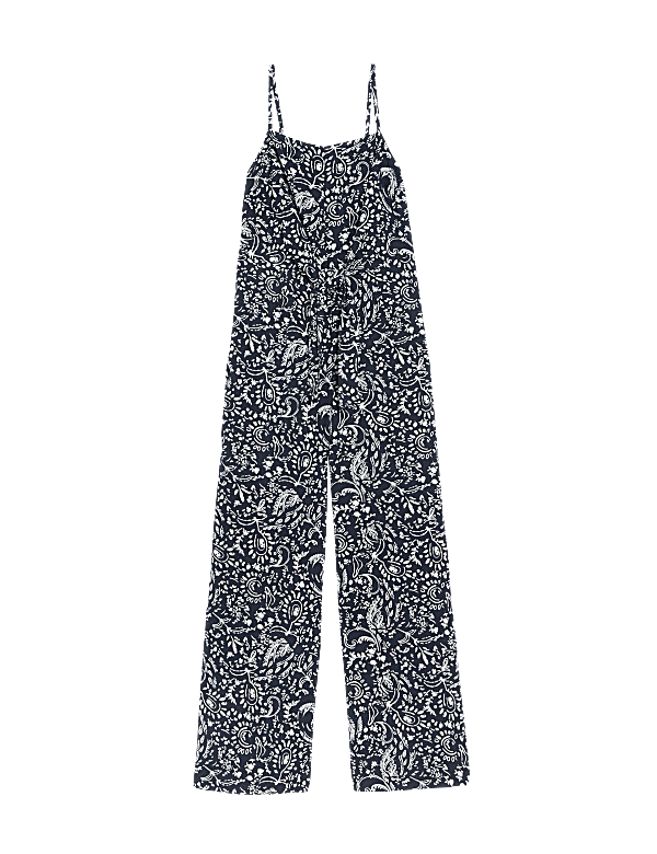 Linen Rich Printed Sleeveless Jumpsuit