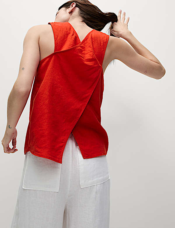 Linen Rich Cross Back Tank Top