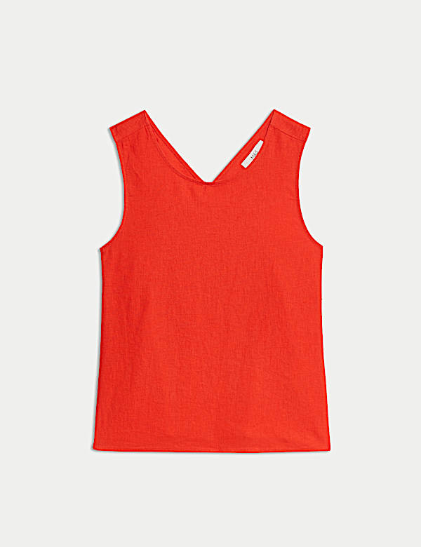 Linen Rich Cross Back Tank Top - LV