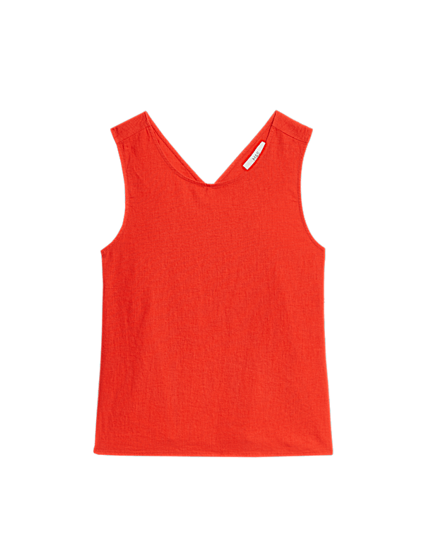 Linen Rich Cross Back Tank Top