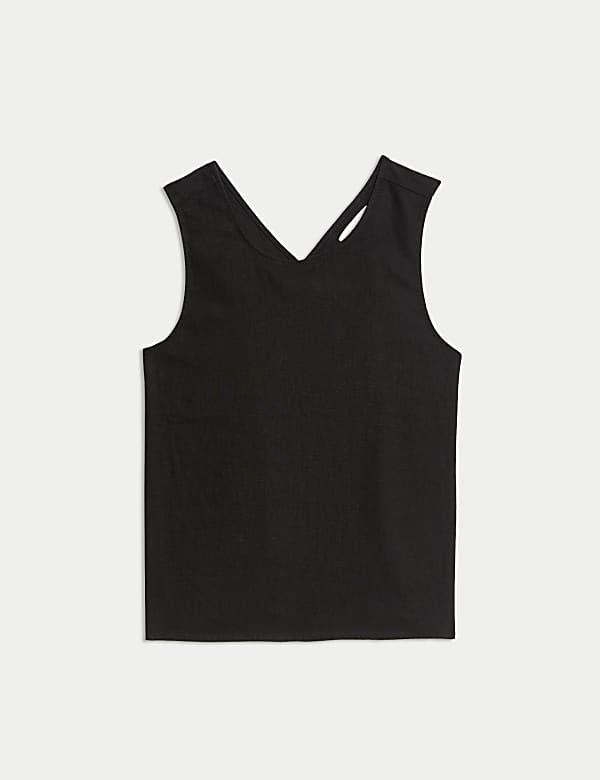 Linen Rich Cross Back Tank Top - BE
