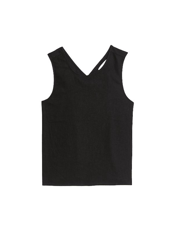 Linen Rich Cross Back Tank Top