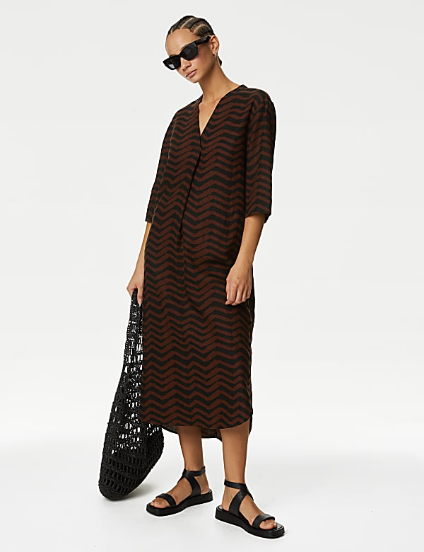 Linen Rich Printed V-Neck Tunic