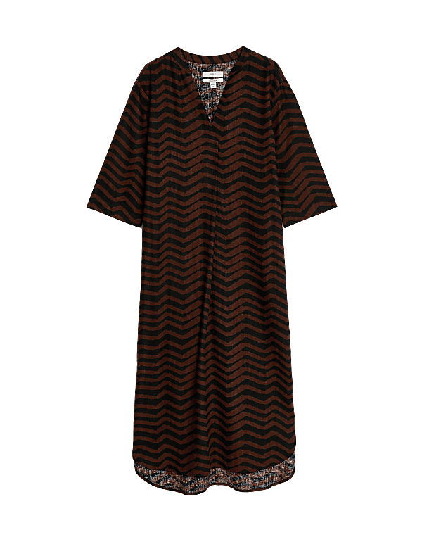 Linen Rich Printed V-Neck Tunic