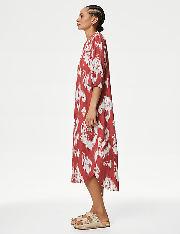 Linen Rich Printed V-Neck Tunic