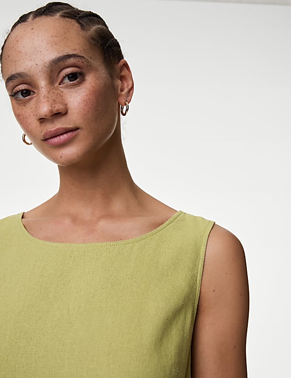 Linen Rich Knee Length Shift Dress