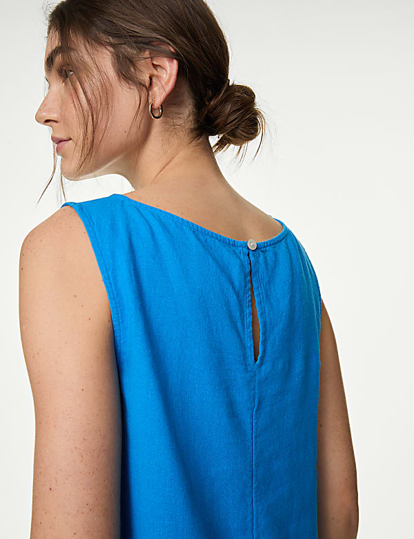 Linen Rich Knee Length Shift Dress