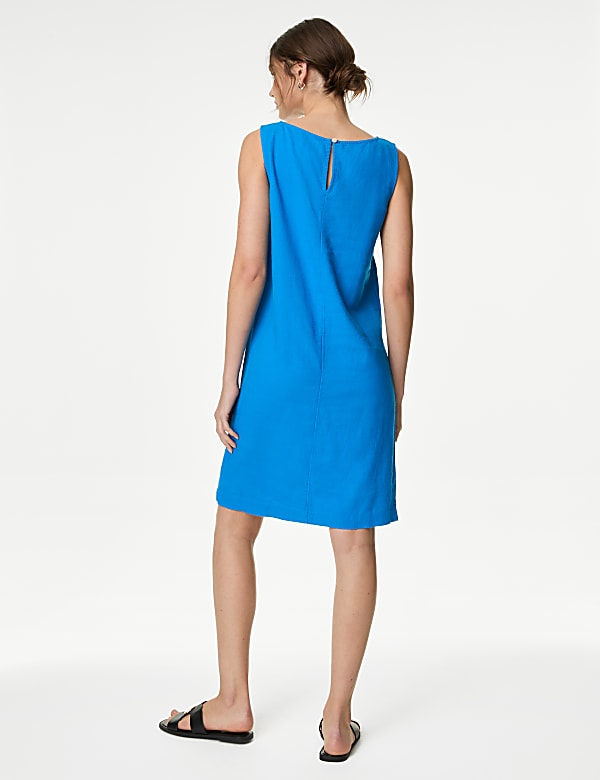 Linen Rich Knee Length Shift Dress