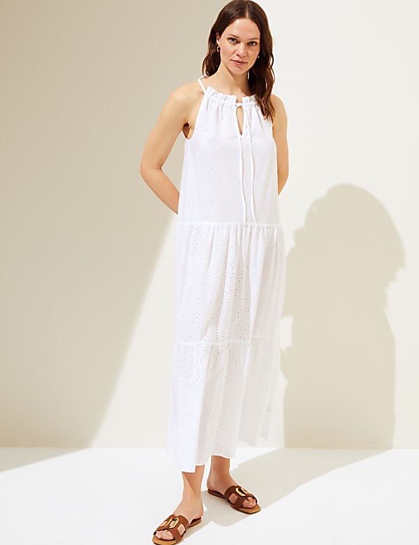 Pure Cotton Cutwork Midaxi Beach Dress