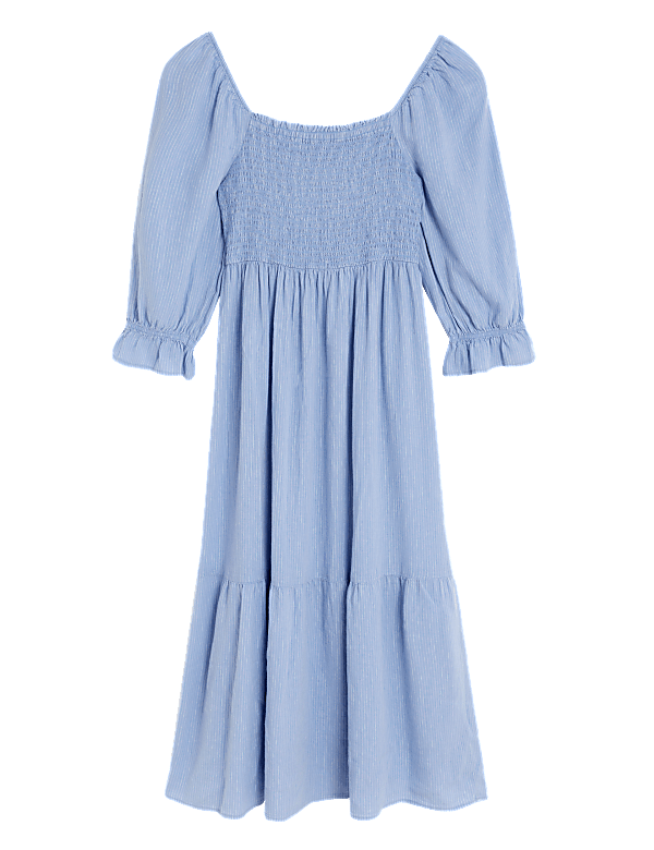Buy Linen Blend Striped Square Neck Midi Dress at Marks