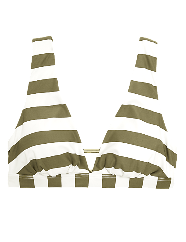 Striped Plunge Bikini Top