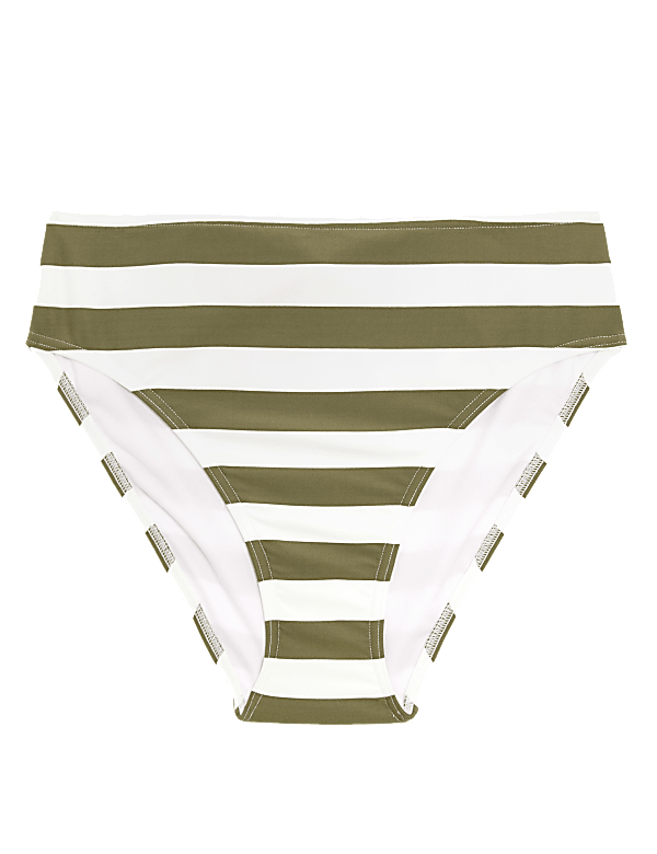 Striped High Waisted Bikini Bottoms