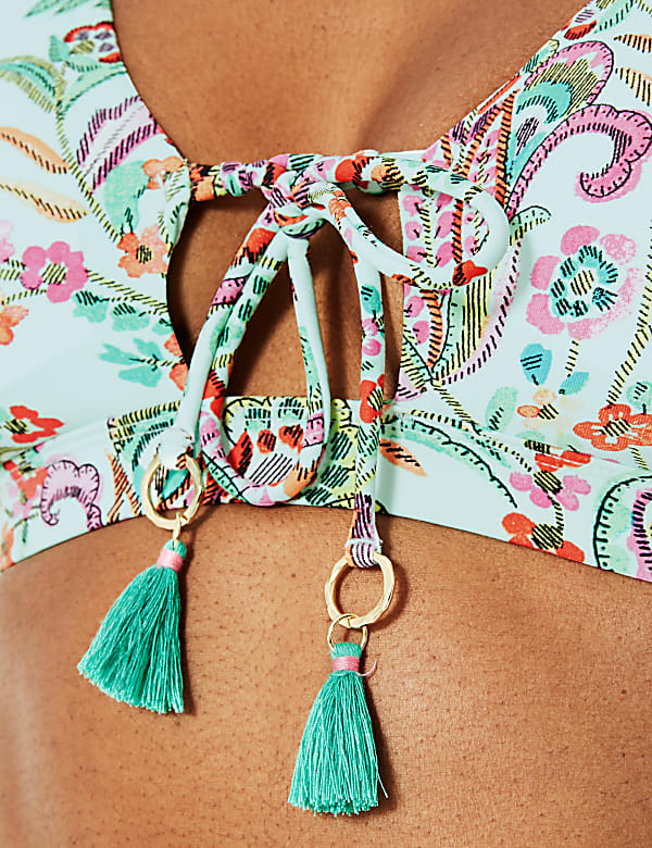 Paisley Print Plunge Bikini Top