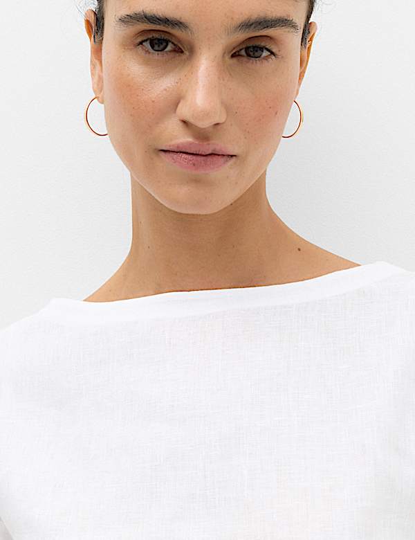 Pure Linen Relaxed Barrel Sleeve Top - MX