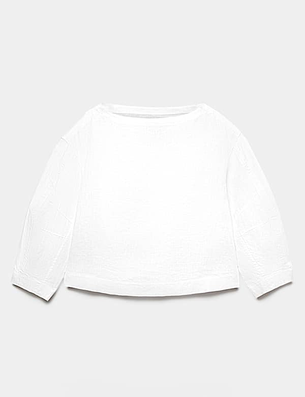 Pure Linen Relaxed Barrel Sleeve Top - MX
