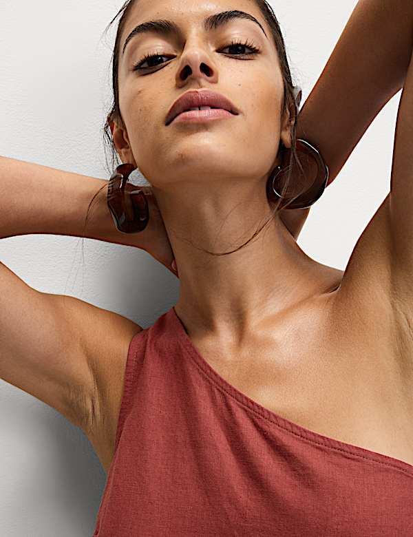 Linen Rich One Shoulder Top