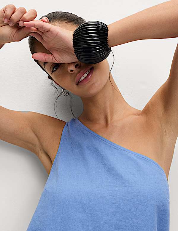 Linen Rich One Shoulder Top