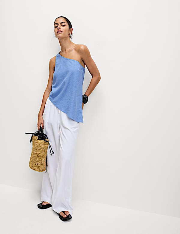 Linen Rich One Shoulder Top